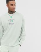 Asos Design Oversized Long Sleeve T-shirt With City Chest Print - Gray