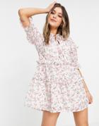 Influence Mini Dress In White Floral Print-multi