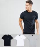 Abercrombie & Fitch 3 Pack Crew Neck T-shirt Icon Logo In White/gray/black - Multi