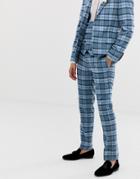 Twisted Tailor Super Skinny Suit Pants In Blue Check