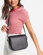 & Other Stories Leather Cross Body Saddle Bag In Black