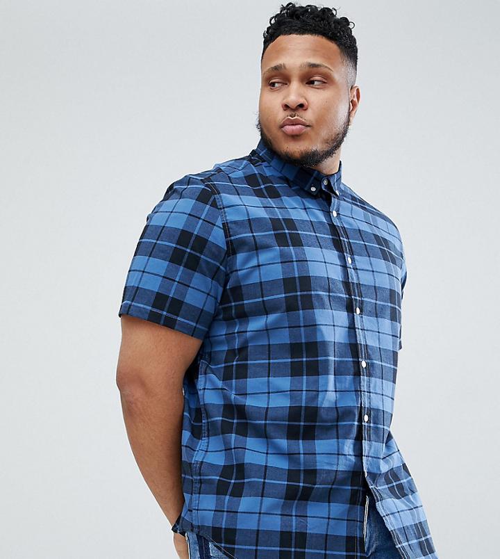 Asos Design Plus Skinny Check Shirt - Blue