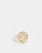 Asos Design Ring In Chunky Design With Moon And Stars In Gold Tone