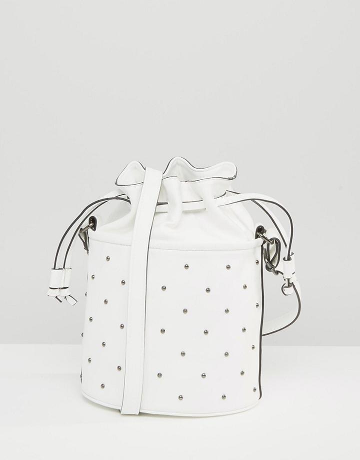 Asos Studded Pouch Cross Body Bag - White