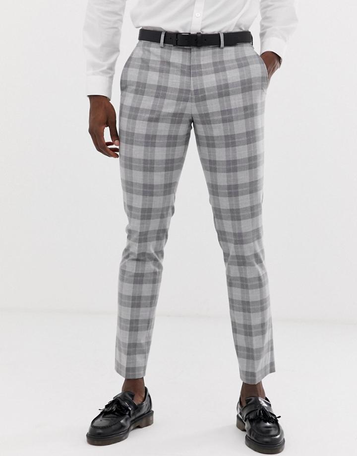 Jack & Jones Premium Slim Fit Suit Pants In Gray Check - Gray