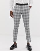 Jack & Jones Premium Slim Fit Suit Pants In Gray Check - Gray