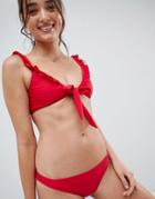 South Beach Tie Front Bikini Set - Red