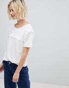 Suncoo T-shirt With Ruffle Front - White