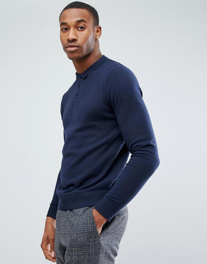 Jack & Jones Premium Knitted Polo - Navy