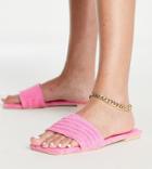 Simmi London Wide Fit Towelling Flat Sandal In Pink