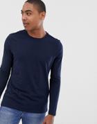 Asos Design Organic Long Sleeve T-shirt In Navy