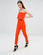 Lavish Alice Bandeau Split Back Cropped Jumpsuit - Orange