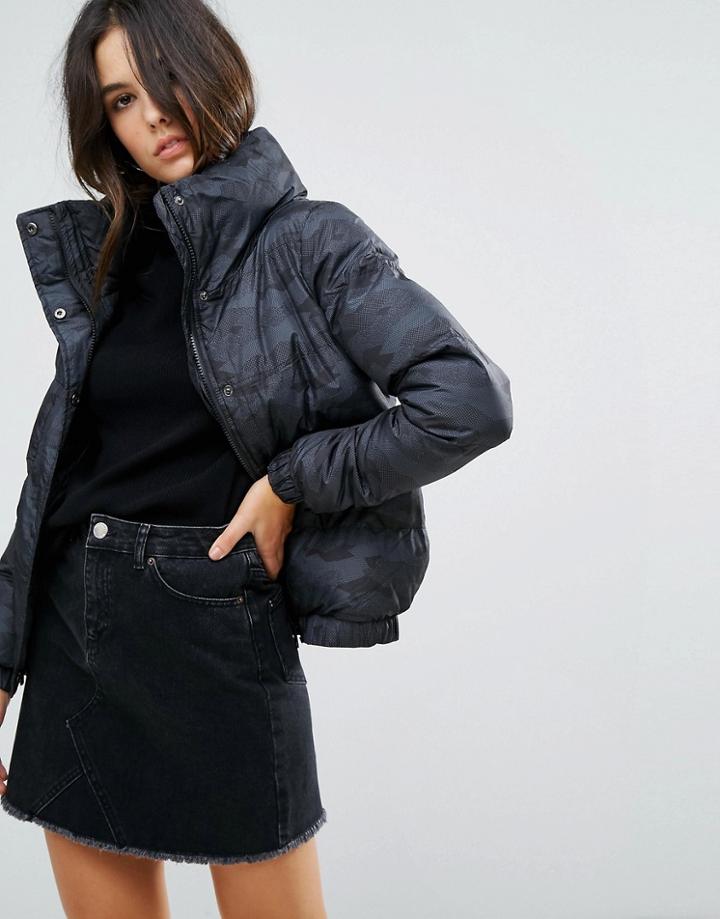 Brave Soul Slay Camo Padded Coat - Navy