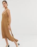 Asos White V Back Dress-brown