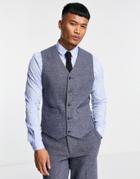 Asos Design Slim Wool Mix Vest In Navy Texture