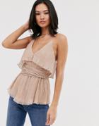 Asos Design Pleated Wrap Cami - Clear