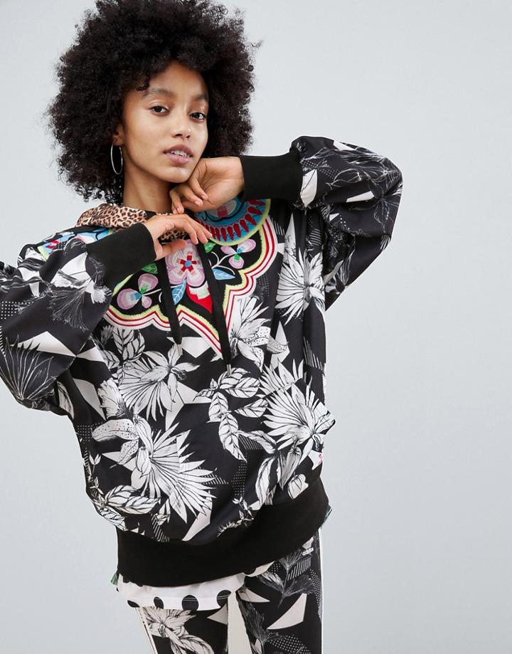 Adidas Originals X Farm Multi Print Hooded Windbreaker Jacket - Multi