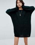Asos Oversized Sweater Dress In Twist Yarn - Green