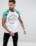 Asos Design Raglan T-shirt With Floral Sleeves And City Print - White