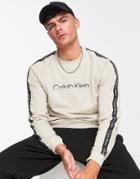 Calvin Klein Performance Chest Logo Sweatshirt In Beige-gray