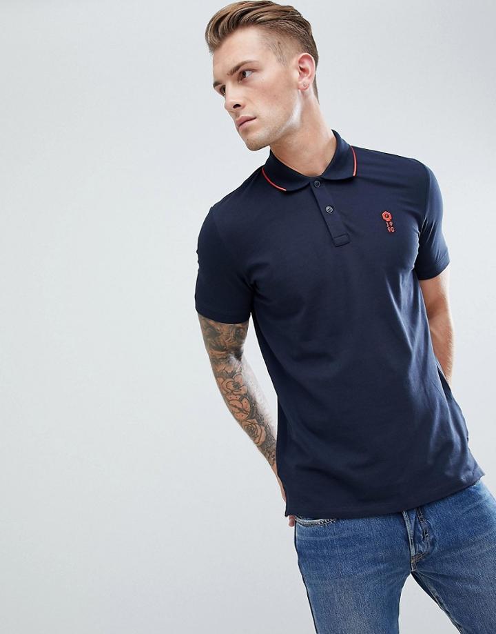 Jack & Jones Core Short Sleeve Polo Shirt With Contrast - Black