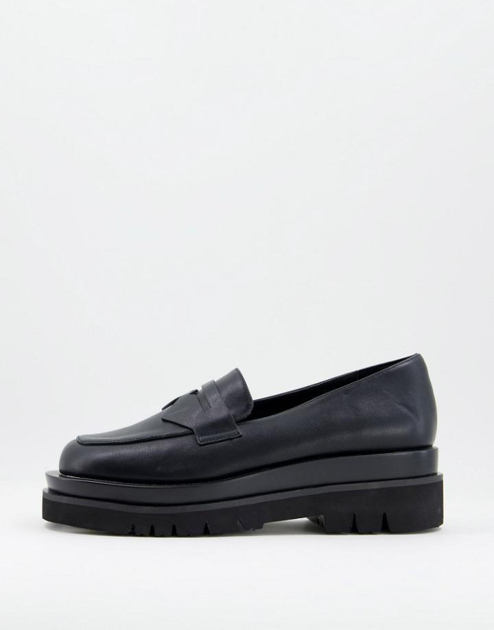 Public Desire Man Jaxon Chunky Square Toe Loafers In Black
