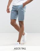 Asos Tall Slim Chino Shorts In Teal - Blue