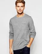 Asos Sweater In Cotton With Button Pocket - Gray Marl