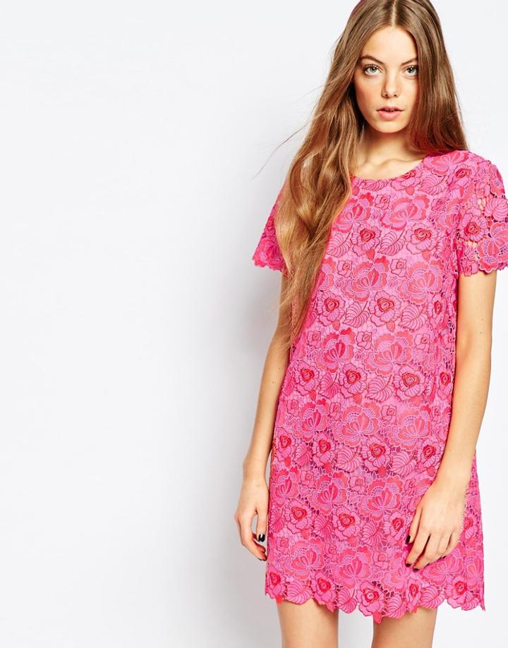 Sportmax Code Lace Mini Dress In Fuchsia - 004 Fuchsia