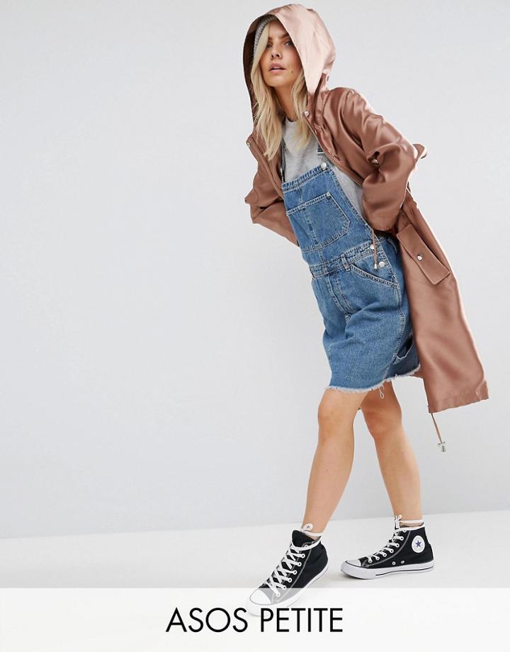 Asos Petite Parka In Satin Finish - Pink