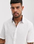 Only & Sons Short Sleeve Linen Mix Shirt In White - White