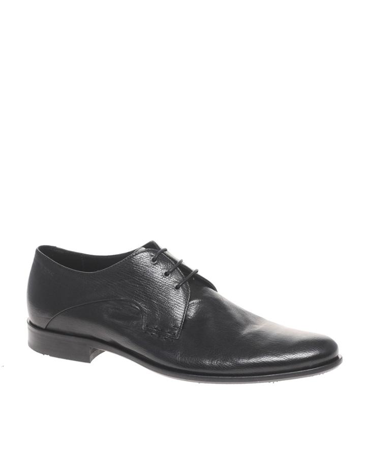 Boss Black Spotti Textured Leather Derby Shoes - Black
