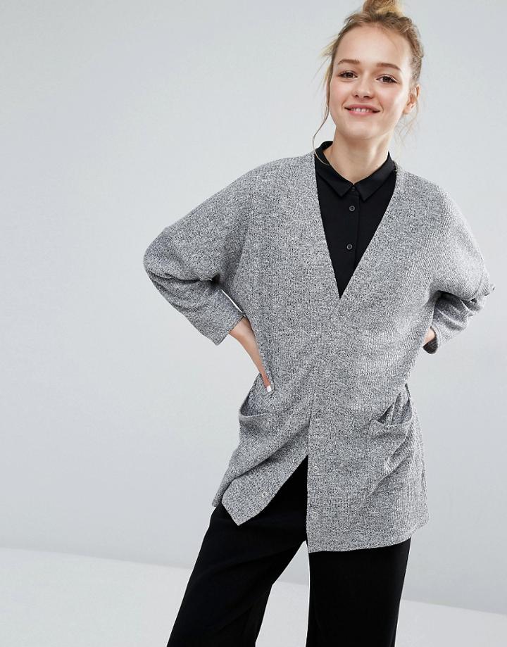Monki Light Weight Knit Cardigan - Gray