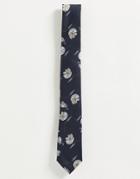 French Connection Floral Print Tie-black