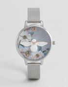 Olivia Burton Ob16bf18 Bejewelled Floral Mesh Watch In Silver - Silver