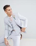 Asos Design Wedding Skinny Suit Jacket With Square Hem In Ice Gray