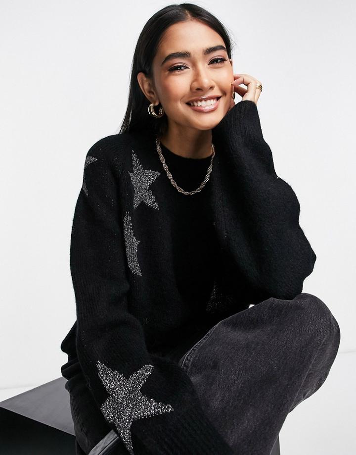 Allsaints Star High Neck Sweater In Black