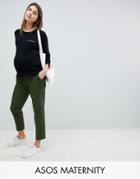 Asos Maternity Mom Chino In Forest Green With Under The Bump Waistband - Green