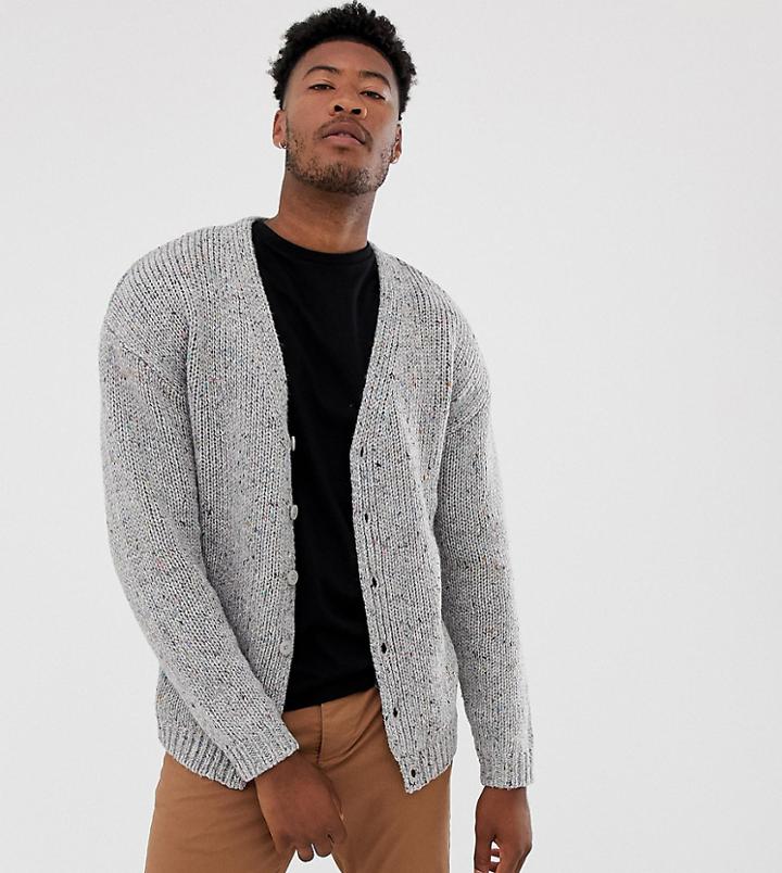Asos Design Tall Heavyweight Cardigan In Gray - Gray