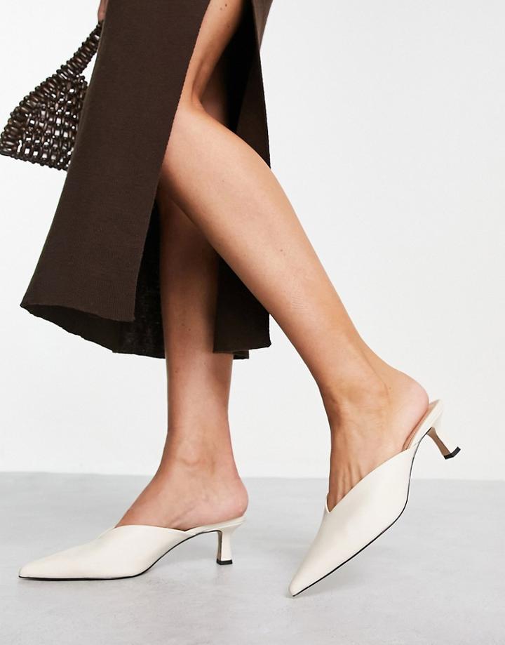 & Other Stories Leather Pointed Heeled Mules In Off-white