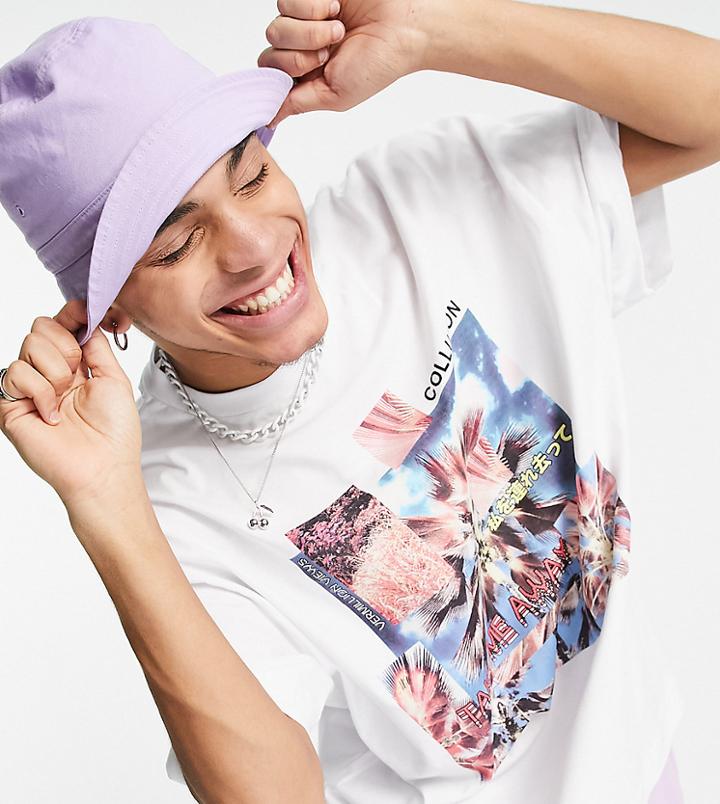 Collusion Oversized T-shirt With Print In White
