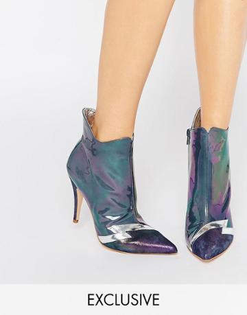 Terry De Havilland Pixie Petrol Heeled Ankle Boots - Petrol