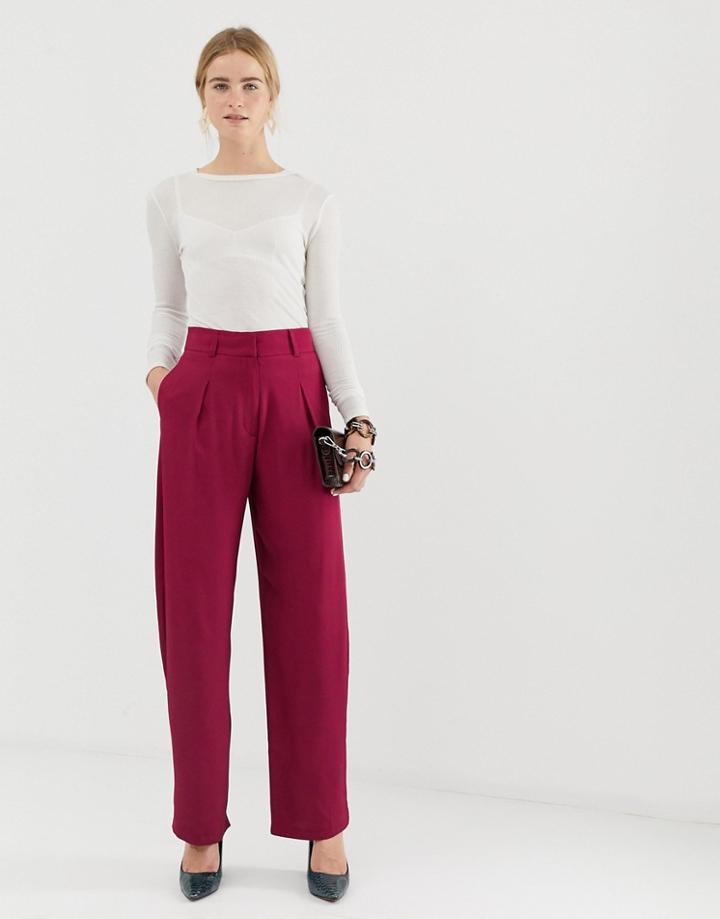 Asos White Straight Leg High Waisted Pants-pink