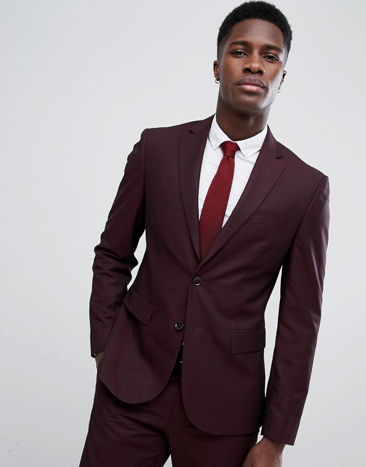 Mango Man Suit Jacket In Burgundy - Red