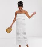 Asos Design Maternity Crochet Bandeau Maxi Dress-white