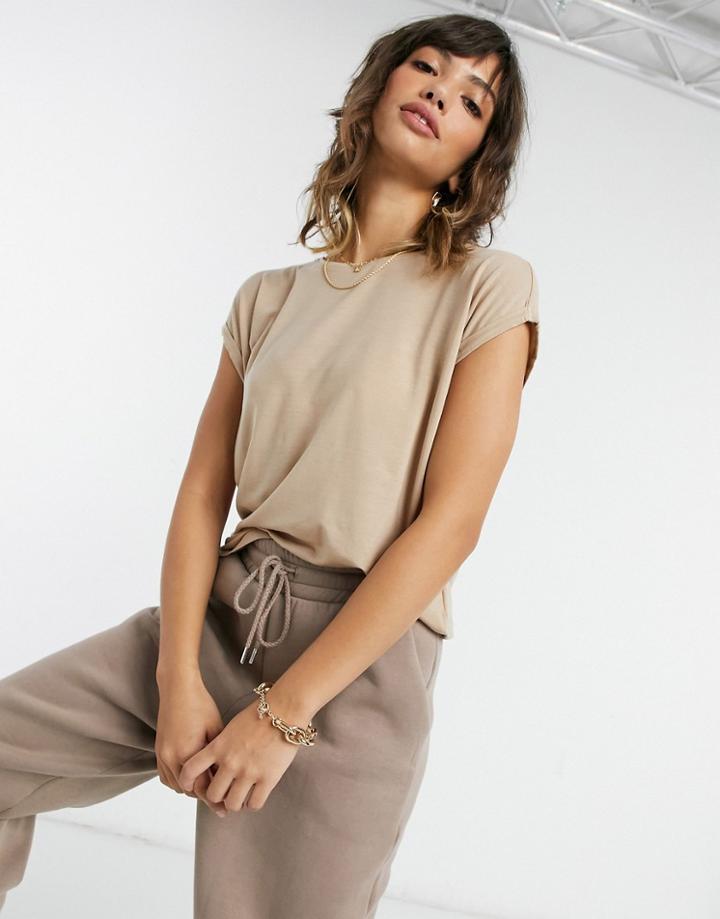 Vero Moda Aware Scoop Neck T-shirt In Camel-neutral