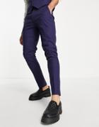 Asos Design Skinny Linen Suit Pants In Navy