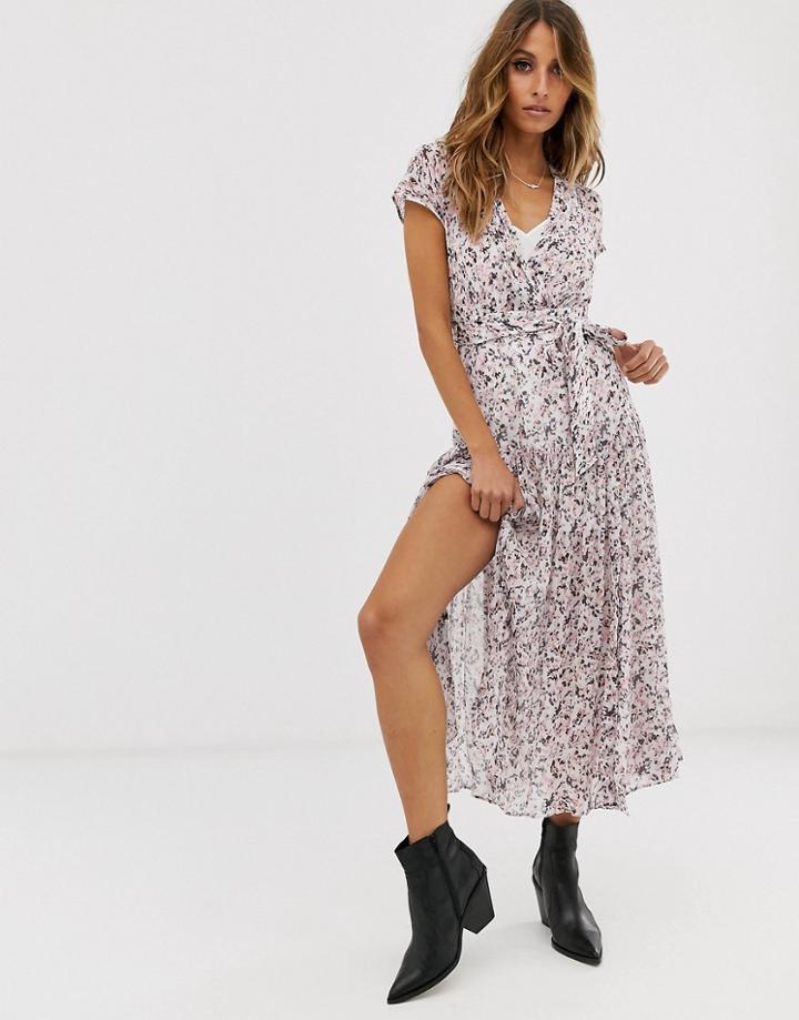 Allsaints Alix Freefall Floral Midi Dress With Split-multi