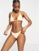 Asos Design Mix And Match Tie Side Bikini Bottom In Sunbleached Orange Tie Dye
