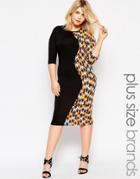 Club L Plus Midi Dress Wih Kaleidoscope Print Side Panel